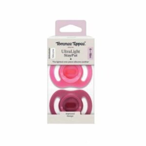 Tommee Tippee Ultra Light and Dark Pink Stay Put Orthodontic Silicone Soother 6 to 18 Months 2 Pcs