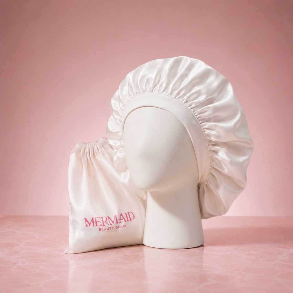 Mermaid White Hair Satin Cap