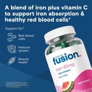 Fusion Iron 45 mg Plus Vitamin C 60 Soft Chews Watermelon Flavor
