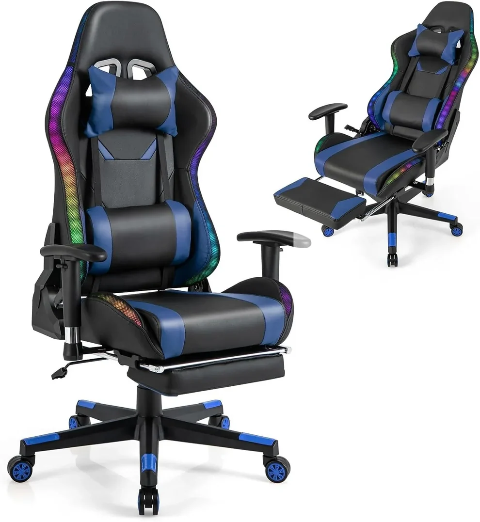 Costway gaming chair with rgb led lights