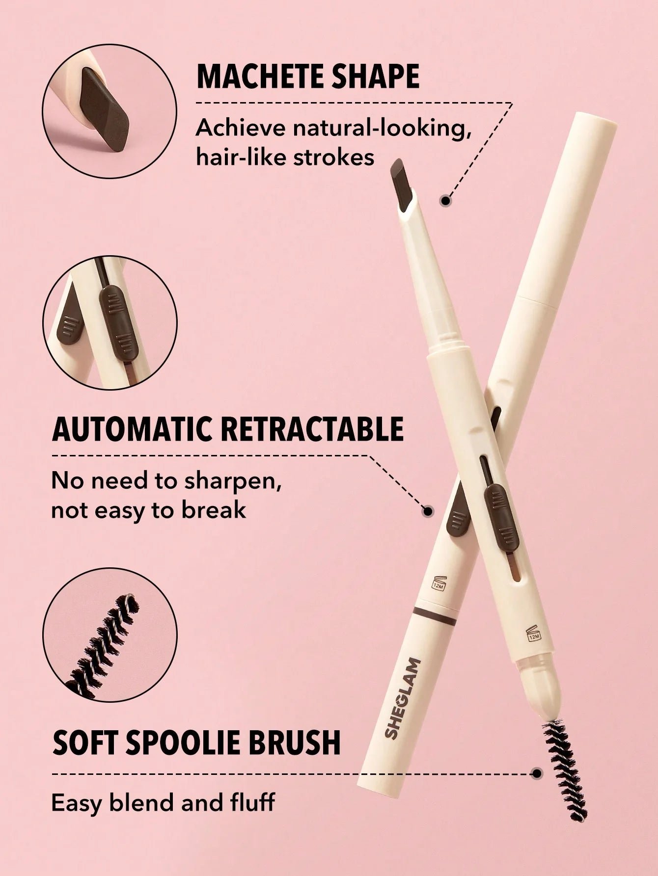 قلم حواجب أصليSheglam Better Brows Long Lasting Eyebrow Pencil-Chocolate - Image 2