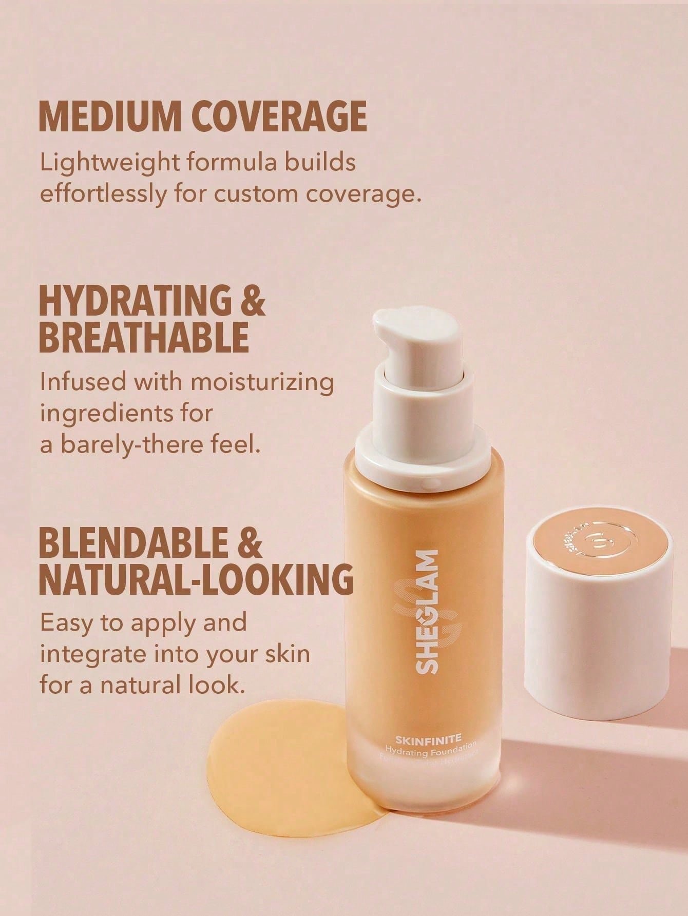 فاونديشن أصلي Sheglam skinfinite hydrating foundation-Shell - Image 3