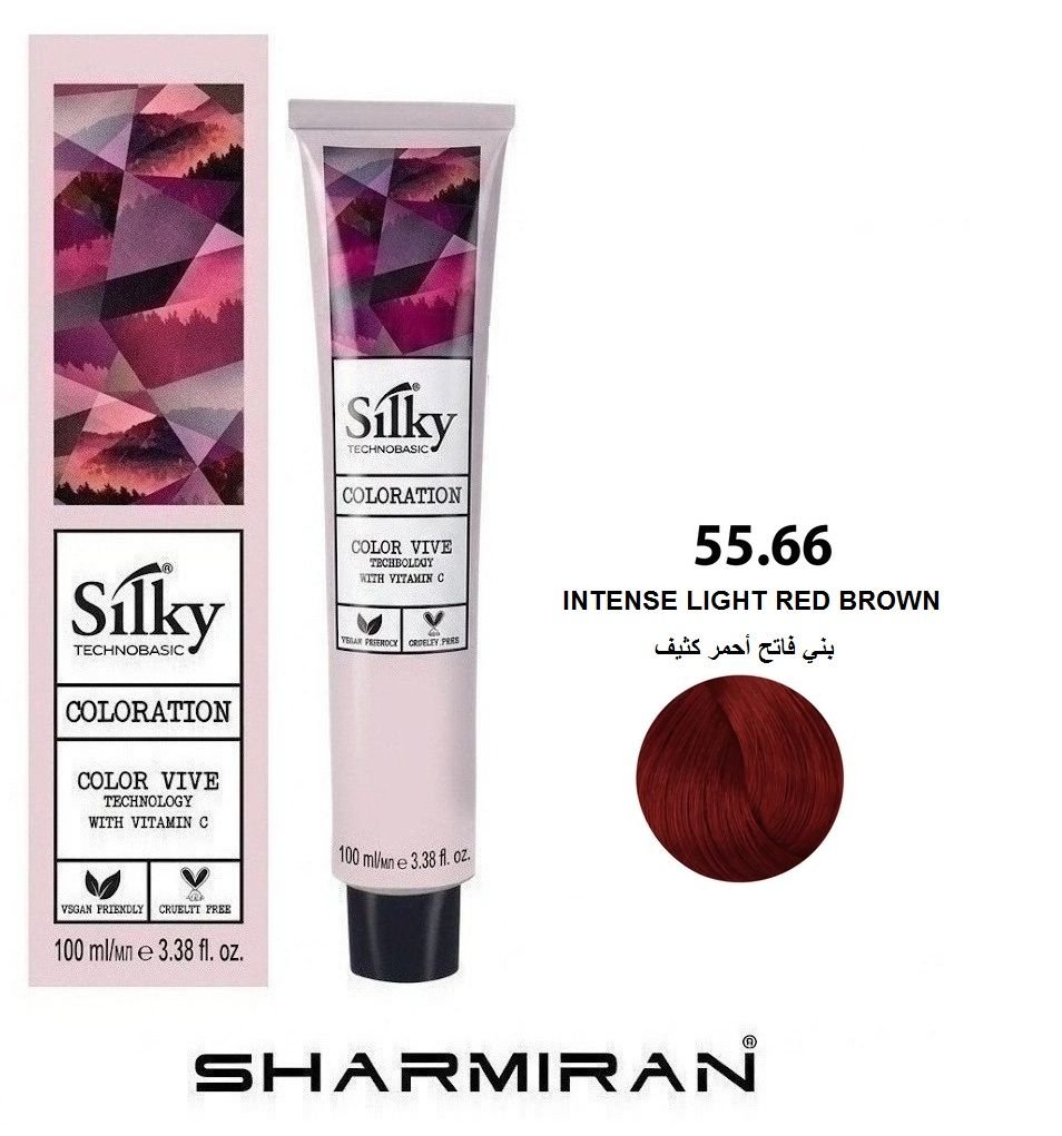 SILKY PERMANENT NO 55.66 HAIR DYE INTENSE LIGHT RED BROWN TUBE 100 ML