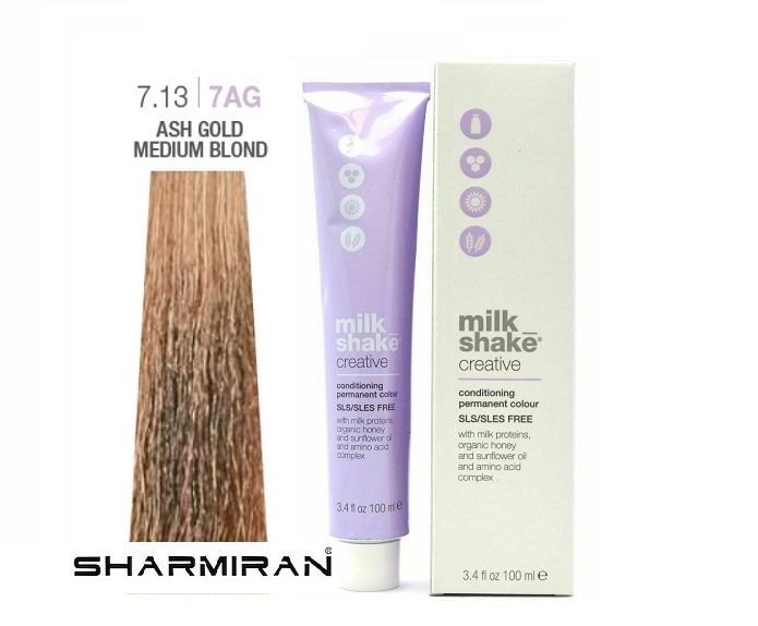 MILK SHAKE CREATIVE HAIR DYE NO7.13 7AG ASH GOLD MEDIUM BLOND 100 ML