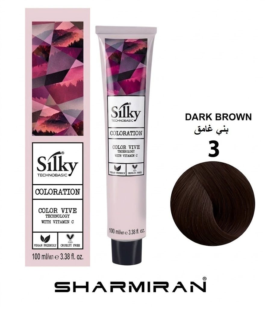 SILKY PERMANENT NO.3 HAIR DYE DARK BROWN TUBE 100 ml