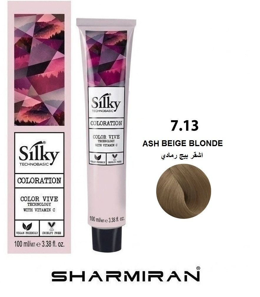 SILKY PERMANENT NO7.13 HAIR DYE ASH BEIGE BLONDE TUBE 100 ML
