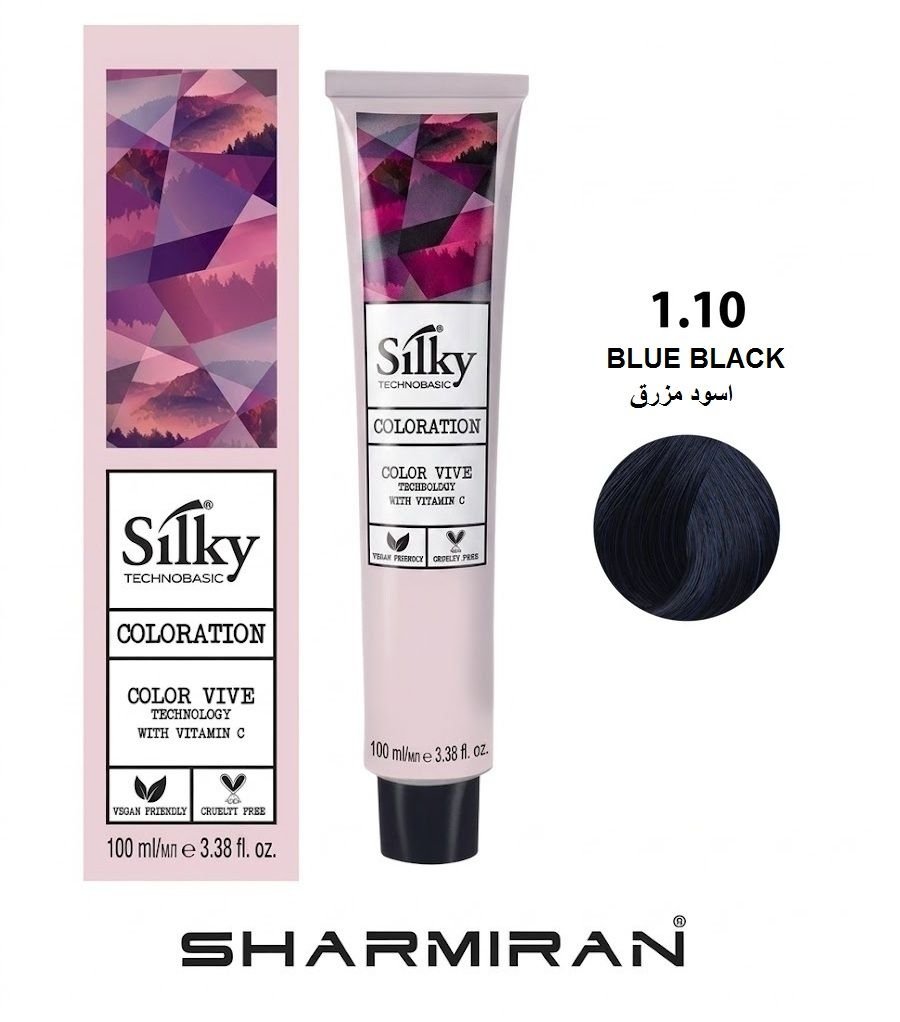SILKY PERMANENT NO1.10 HAIR DYE BLUE BLACK TUBE 100 ML