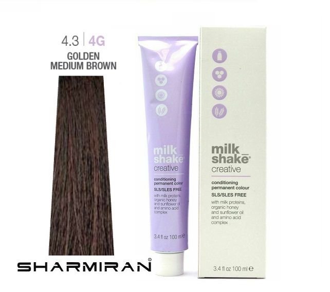 MILK SHAKE CREATIVE HAIR DYE NO4.3 4G GOLDEN MEDIUM BROWN 100 ML