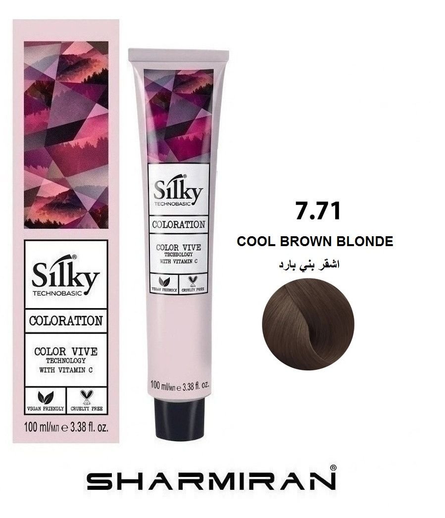 SILKY PERMANENT NO7.71 HAIR DYE COOL BROWN BLONDE TUBE 100 ML