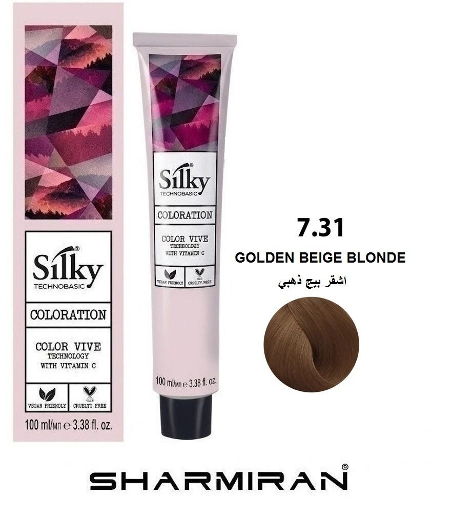 SILKY PERMANENT NO7.31 HAIR DYE GOLDEN BEIGE BLONDE TUBE 100 ML