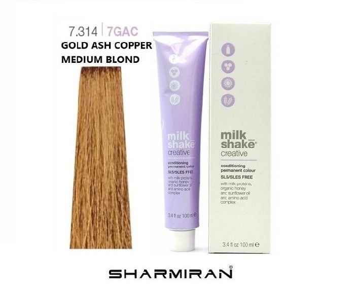 MILK SHAKE CREATIVE HAIR DYE NO7.314 7GAC GOLDEN ASH COPPER MEDIUM BLOND 100 ML