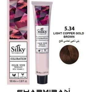 SILKY PERMANENT NO5.34 HAIR DYE LIGHT COPPER GOLD BROWN TUBE 100 ML