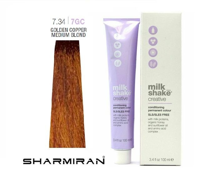 MILK SHAKE CREATIVE HAIR DYE NO7.34 7GC GOLDEN COPPER MEDIUM BLOND 100 ML