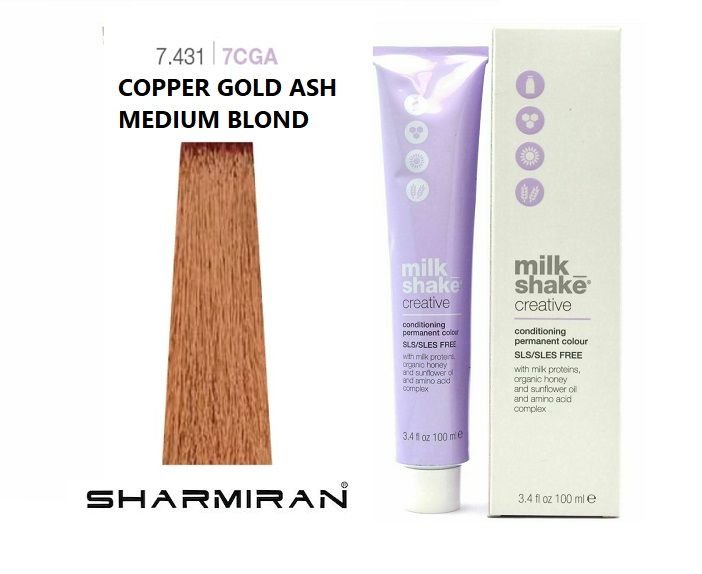 MILK SHAKE CREATIVE HAIR DYE NO7.431 7CGA COPPER GOLD ASH MEDIUM BLOND 100 ML