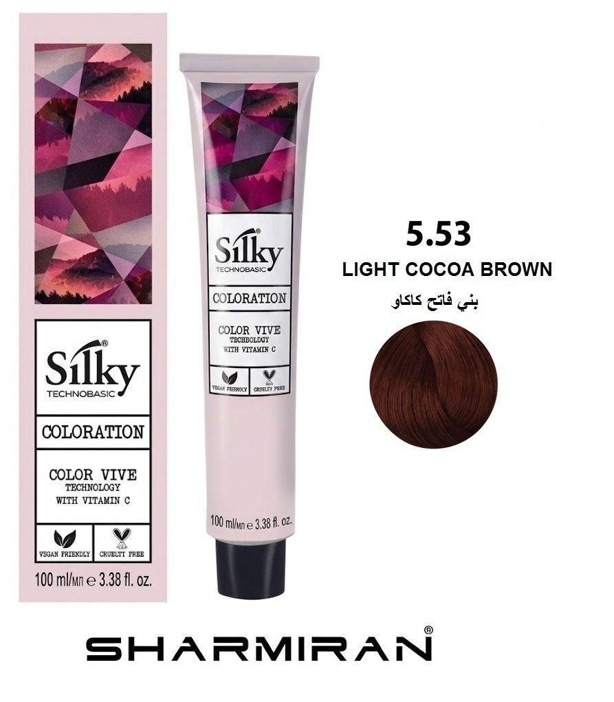 SILKY PERMANENT NO5.53 HAIR DYE LIGHT COCOA BROWN TUBE 100 ML
