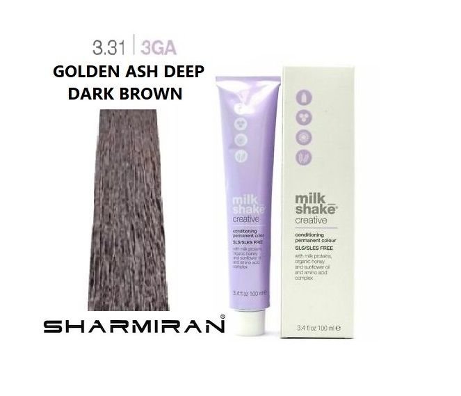 MILK SHAKE CREATIVE HAIR DYE NO3.31 3GA GOLDEN ASH DEEP DARK BROWN 100 ML