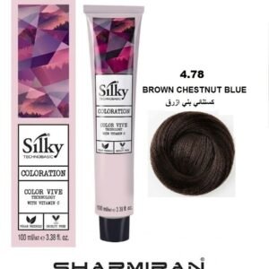 SILKY PERMANENT NO4.78 HAIR DYE BROWN CHESTNUT BLUE TUBE 100 ML